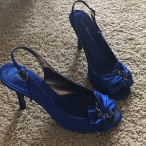 Blue satin shoes